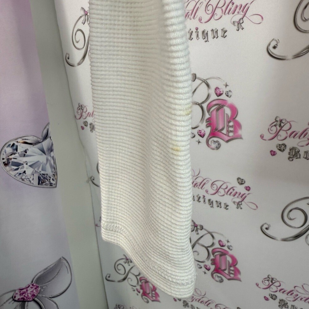 TNA Aritzia shirt waffle knit thermal white comfy Cream Long Sleeve Top - Picture 6 of 13